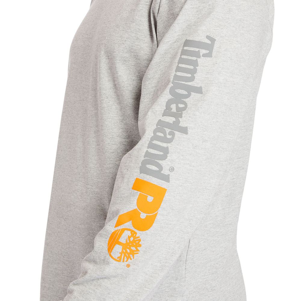 Camisetas Masculino - Timberland Pro® Big & Tall Base Plate Long-Sleeve Wicking - JVMUB8731 - Cinzen